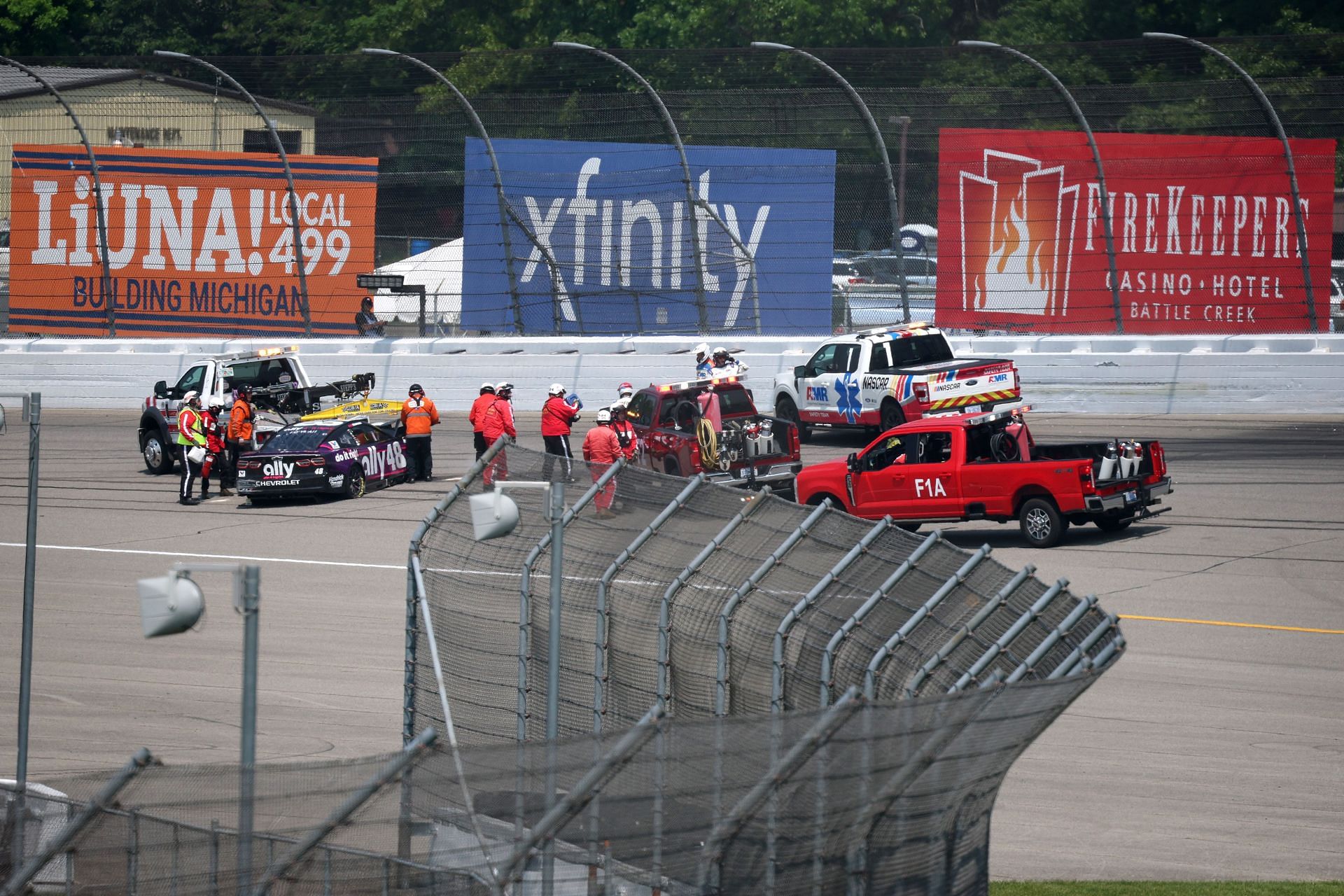 Alex Bowman after the lap 67 crash at Michigan International Speedway - Source: Getty